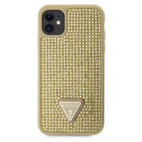 Guess Rhinestones Triangle Metal Logo kryt pro iPhone 11 zlatý