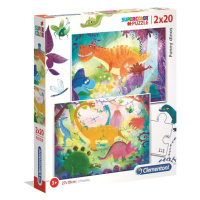 Puzzle Funny Dinos, (2x) 20 ks