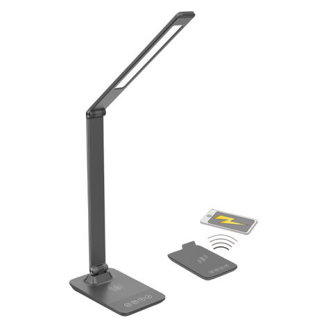 SOLIGHT WO55-G LED stmívatelná lampička s bezdrátovým nabíjením, 10W, změna chromatičnosti, šedá