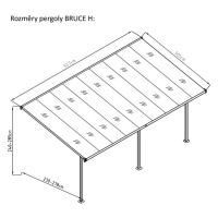 Rojaplast BRUCE H Velká zahradní hliníková pergola 557 x 305 cm