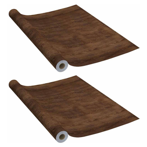 vidaXL Samolepící tapety na nábytek 2 ks tmavý dub 500 x 90 cm PVC