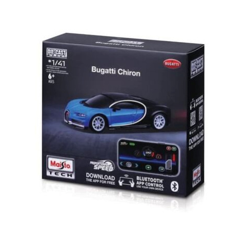 Maisto RC - DIE-CAST METAL se světly, Bugatti Chiron,modro-černá, 2,4GHz, USB, XTR, Bluetooth 5.