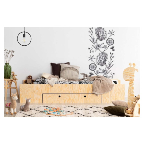Dětská postel s výsuvným lůžkem a úložným prostorem v přírodní barvě 70x160 cm LUNA A – Adeko