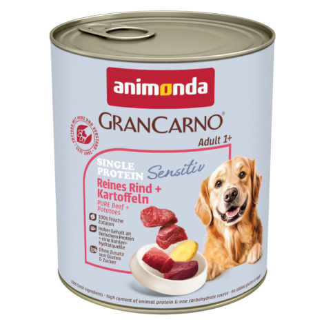 Animonda GranCarno Adult Sensitive 24 × 800 g - výhodné balení - čisté hovězí & brambory