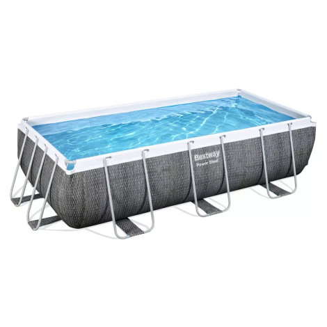 Nadzemní bazén obdélníkový Power Steel, kartušová filtrace, schůdky, 4,04m x 2,01m x 1m Bestway