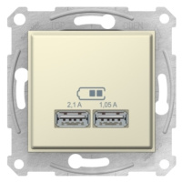 Schneider Electric Sedna nabíječka USB adaptér 2,1A Beige SDN2710247