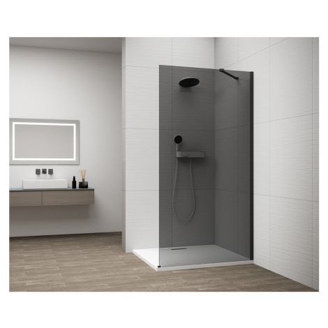 ESCA BLACK MATT jednodílná sprchová zástěna k instalaci ke stěně, kouřové sklo, 1500 mm ES1215-0 GELCO