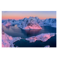 Fotografie Aerial view of snowy fjord and, Roberto Moiola / Sysaworld, 40 × 26.7 cm