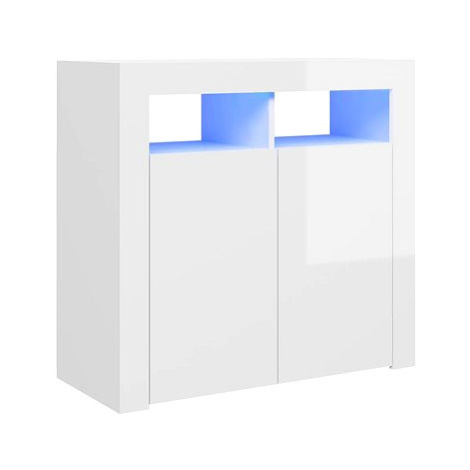 Příborník s LED osvětlením bílý s vysokým leskem 80×35×75 cm SHUMEE