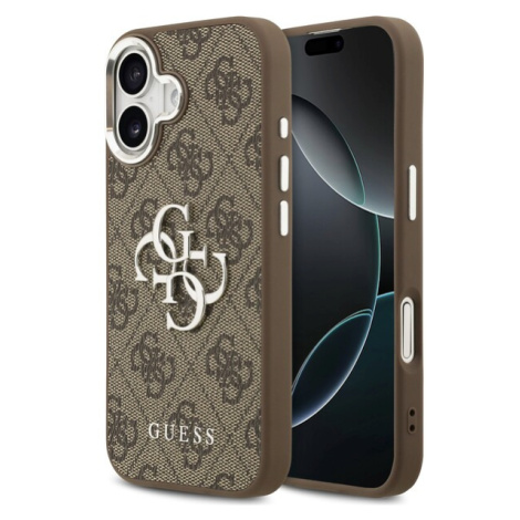 Guess PU 4G Metal Logo kryt iPhone 17 stříbrný/hnědý