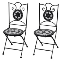 Skládací bistro židle 2 ks keramické černé a bílé 41533