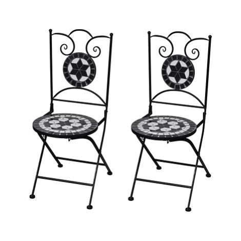 Skládací bistro židle 2 ks keramické černé a bílé 41533 SHUMEE
