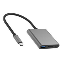 PremiumCord Adaptér USB-C na HDMI + USB3.0 + PD, rozlišení 4K a FULL HD 1080p