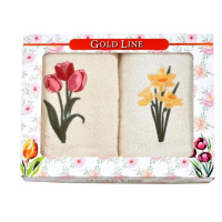 Dárkové balení 2 ks froté ručníků, Narcis a tulipány, 50 x 100 cm