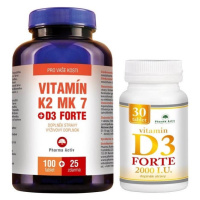 Pharma Activ Vitamín K2 MK-7 + D3 FORTE 125 tablet + Vitamín D3 Forte 2000 IU 30 tablet