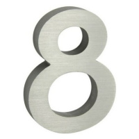 Hliníkové číslo 8 v „3D“ provedení s broušeným povrchem. RICHTER RN.100LV.8.AL.3D