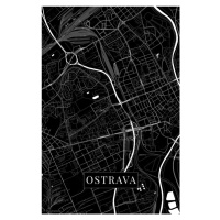Mapa Ostrava black, 26.7x40 cm