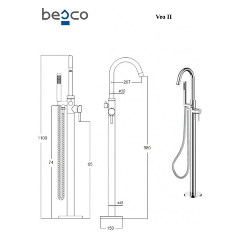 BESCO Stojánková vanová baterie VEO II zlatá BABWVIIZL