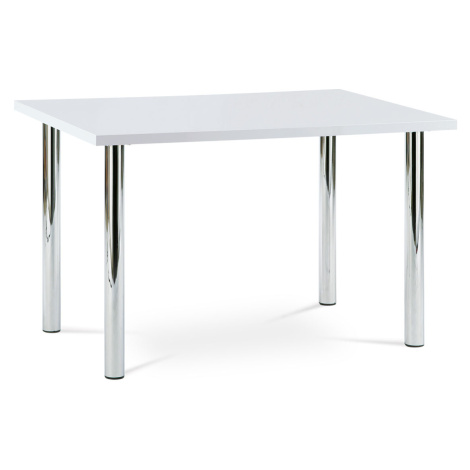 Jídelní stůl 120x75 cm, chrom / vysoký lesk bílý Autronic