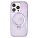 Guess hard silikonové pouzdro iPhone 15 PRO 6.1" purple Ring Stand Script Glitter MagSafe