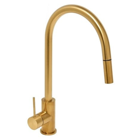 Dřezová baterie SAT Aurum s vytahovací sprškou, 2 proudy broušená zlatá SATBAUR286BG