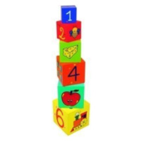 Woody Skládací věž 6 barevných kostek