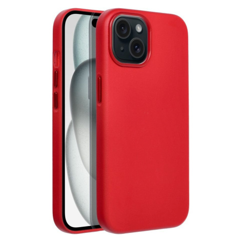 Smarty Leather Mag kryt s MagSafe iPhone 15 červený