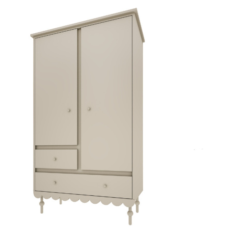 Dětská šatní skříň se šuplíky, šatní tyčí a policemi BABUSHKA olivová