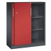 C+P Skříň s posuvnými dveřmi ASISTO, výška 1292 mm, šířka 1000 mm, černošedá/ohnivě červená