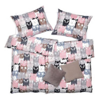 SCANquilt povlečení KLASIK DESIGN multi cats šedorůžová