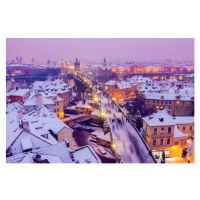 Fotografie Winter in Prague - city panorama, Henryk Sadura, 40 × 26.7 cm