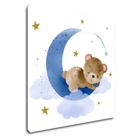 Impresi Obraz Medvídek na modrém měsíci - 30 x 30 cm