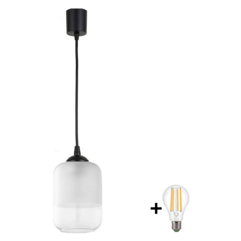 Brilagi - LED Lustr na lanku RETRO GLASS 1xE27/60W/230V pr. 14 cm černá/bílá NSTK7778+TK6439A
