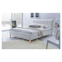 Dvoulůžková postel SANDY –⁠ 160x200, PU kůže, bílá