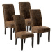 4× Jídelní židle ergonomické, masivní dřevo, vintage hnědá
