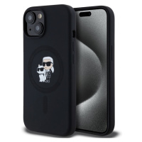 Karl Lagerfeld Liquid Silicone Karl and Choupette Magsafe zadní kryt iPhone 14 černý