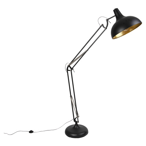 Průmyslová stojací lampa černá se zlatem nastavitelná - Hobby TRIO