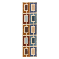 Flair Rugs koberce Ručně všívaný běhoun Illusion Retro Blocks Blue/Multi - 60x230 cm