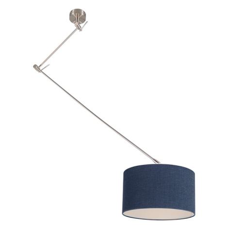 Závěsná lampa ocelová se stínidlem 35 cm modrá nastavitelná - Blitz I. QAZQA