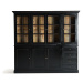 Estila Luxusní černá vintage čtyřdveřová vitrína Zena Noir se skříňkami a šuplíky ve spodní část