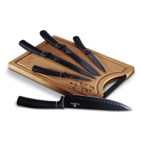 BERLINGERHAUS Sada nožů s nepřilnavým povrchem + prkénko 6 ks Black Rose Collection BH-2550