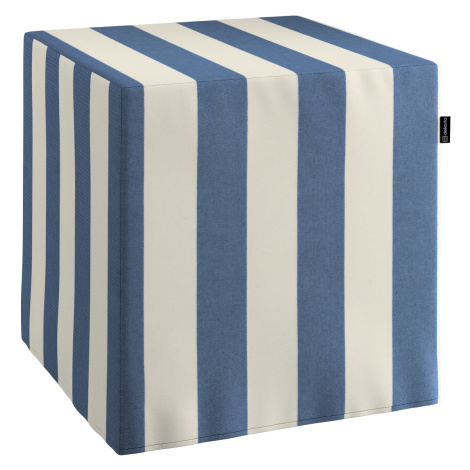 Dekoria Sedák Cube - kostka pevná 40x40x40, modré a bílé svislé pruhy, 40 x 40 x 40 cm, Quadro, 