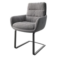 DELIFE Jídelní židle Abelia-Flex s područkou texturovaná látka světle šedá konzolová podnož