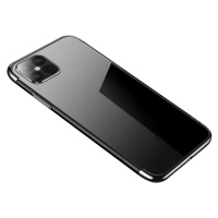 Průhledné barevné gelové pouzdro s kovovým rámečkem iPhone 12 Pro Max černé