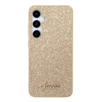 Guess PC/TPU Glitter Flakes Metal Logo Zadní Kryt pro Samsung Galaxy S24+ Gold