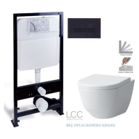 PRIM předstěnový instalační systém s černým tlačítkem 20/0044 + WC LAUFEN PRO LCC RIMLESS + SEDÁ