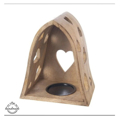 Orion Svícen z mangového dřeva Heart bell, 20 x 14 x 23,2 cm