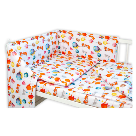 Baby Nellys 3D sada Mantinel s povlečením - Liška a balónky, bílá, 135x100