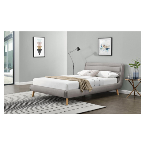 Dvoulůžková postel ELANDA –⁠ 140x200, látka, světle šedá