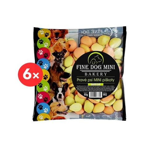 Fine Dog mini bakery piškoty pro malá plemena psů 6 × 80 g barevné
